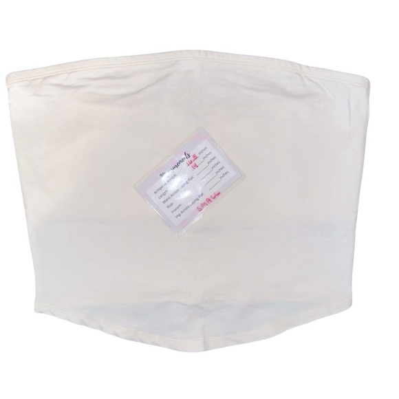 Spirit‎ Jersey White Tube Top Sleeveless Casual Basic Crop Top Bandeau - Picture 2 of 5